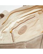 Sac cabas en Velours de  Cuir Lise beige - 29x35x9 cm