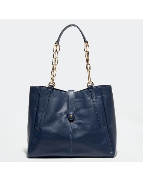 Sac porté épaule en Cuir Camille bleu marine - 34x35x16 cm