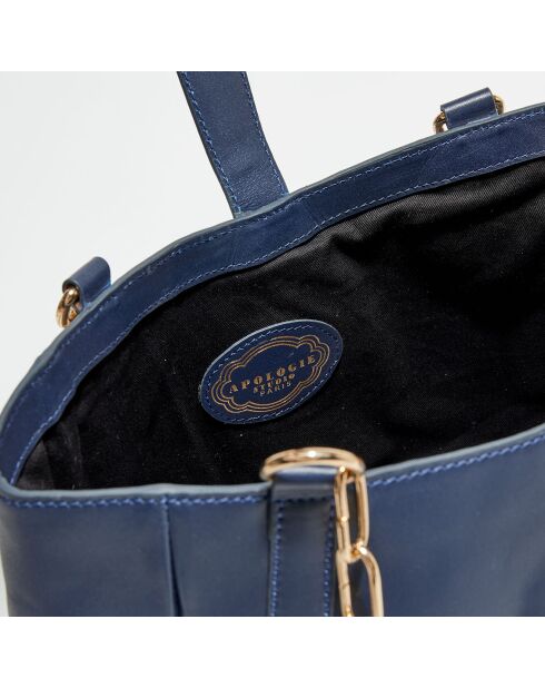 Camille Schultertasche aus Leder marineblau - 34x35x16 cm