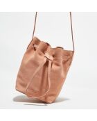 Petit Sac bourse en Velours de Cuir Maeva salmon - 21x14x14 cm