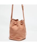 Petit Sac bourse en Velours de Cuir Maeva salmon - 21x14x14 cm