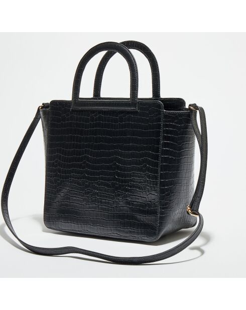 Sac à main en Cuir croco Clea noir - 25x27x13 cm