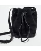 Petit Sac bourse en Velours de Cuir Maeva noir - 21x14x14 cm