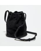 Petit Sac bourse en Velours de Cuir Maeva noir - 21x14x14 cm