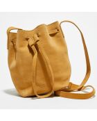 Petit Sac bourse en Velours de Cuir Maeva nougat - 21x14x14 cm