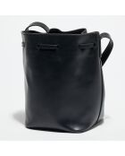 Petit Sac bourse en Cuir Maeva noir - 21x14x14 cm