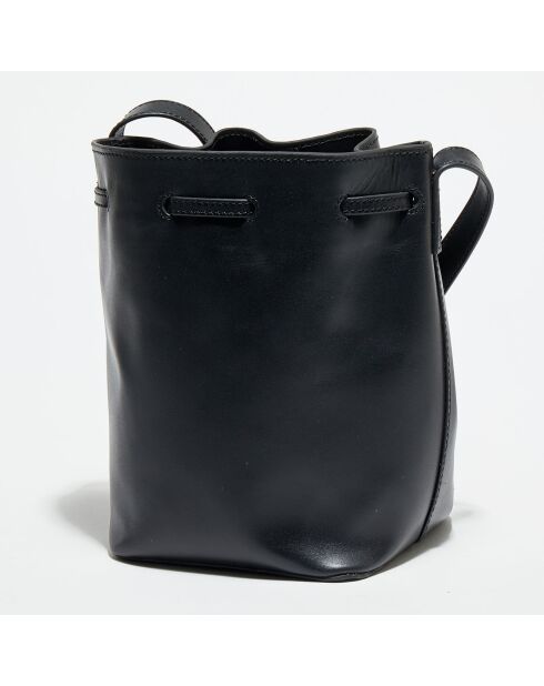 Petit Sac bourse en Cuir Maeva noir - 21x14x14 cm