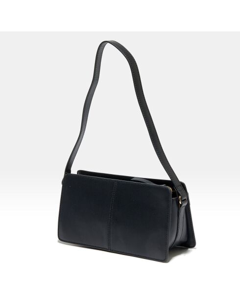 Sac bandoulière en Cuir Caroline noir - 12x16x8 cm