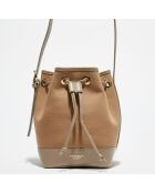 Sac bourse en Cuir Loice taupe - 21x14x14 cm