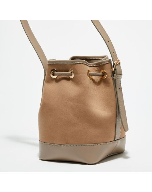 Sac bourse en Cuir Loice taupe - 21x14x14 cm