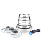 Batterie de cuisine amovible induction grise - 10 pièces