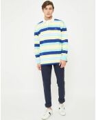 Polo relaxed Slub Summer à rayures bleu/vert/jaune