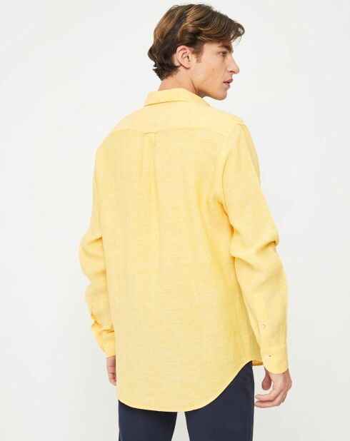 Chemise droite 100% Lin chiné jaune