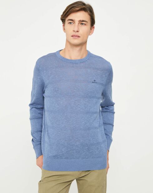 Pull fin en Lin mélangé Slub bleu