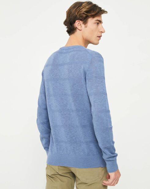 Pull fin en Lin mélangé Slub bleu