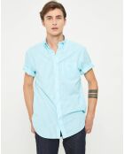 Chemise droite Color rayée bleu turquoise