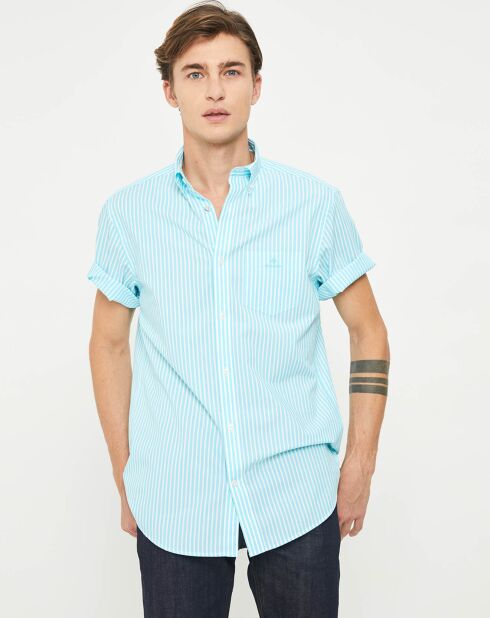 Chemise droite Color rayée bleu turquoise