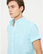 Chemise droite Color rayée bleu turquoise
