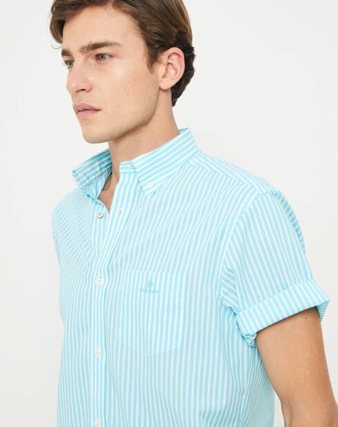 Chemise droite Color rayée bleu turquoise