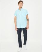 Chemise droite Color rayée bleu turquoise