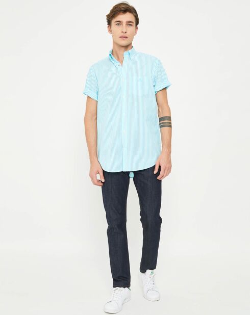 Chemise droite Color rayée bleu turquoise