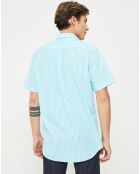 Chemise droite Color rayée bleu turquoise