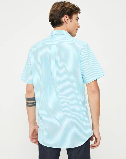 Chemise droite Color rayée bleu turquoise