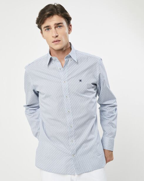 Chemise Slim Fit Vague imprimée bleue