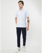 Chemise en coton épais Slim Fit Bat Oxford à rayures bleu ciel