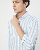 Chemise Slim Fit Patch à rayures bleu moyen