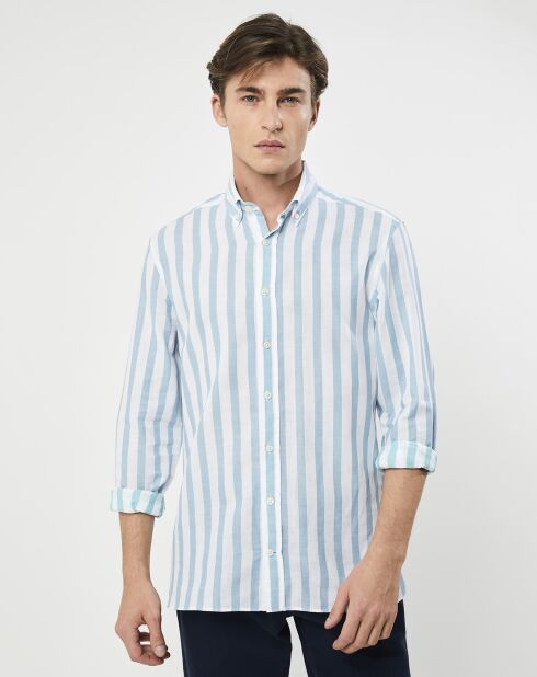 Chemise Slim Fit Patch à rayures bleu moyen