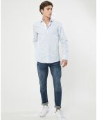 Chemise Slim Fit à rayures & points bleu clair