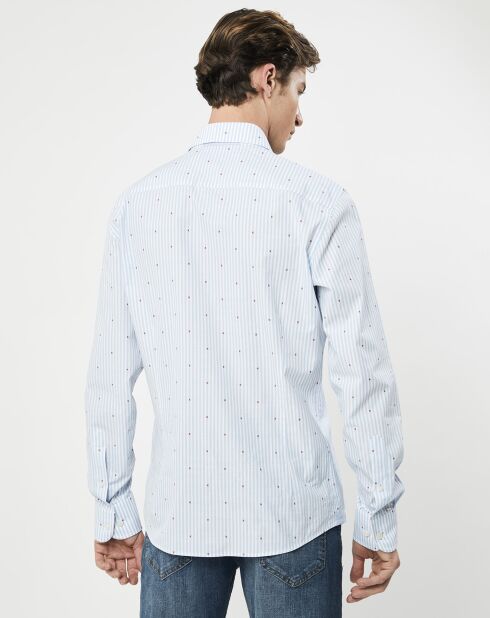 Chemise Slim Fit à rayures & points bleu clair