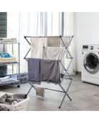 Séchoir à linge métallique pliable et extensible avec 3 hauteurs Cloxy gris - 11 barres