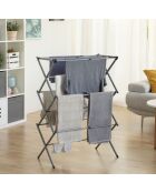 Séchoir à linge métallique pliable et extensible avec 3 hauteurs Cloxy gris - 11 barres