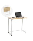 Bureau pliant Dolenkaf blanc/marron - 80x57x7 cm