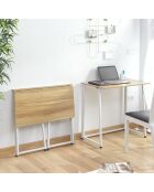 Bureau pliant Dolenkaf blanc/marron - 80x57x7 cm