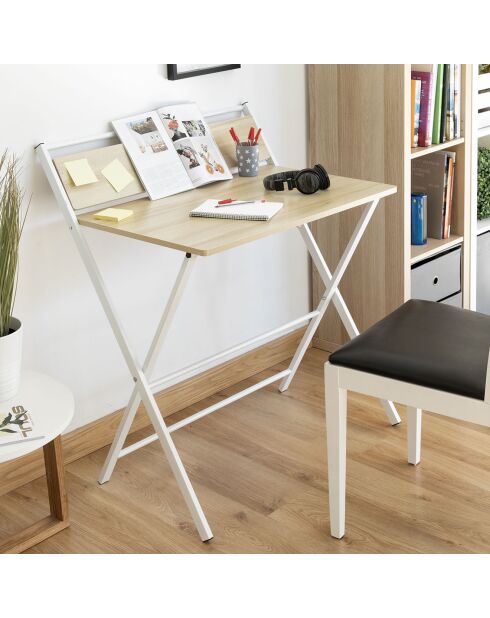 Bureau pliable avec étagère Tablezy beige - 84x110 cm