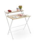 Bureau pliable avec étagère Tablezy beige - 84x110 cm