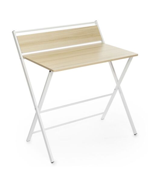 Bureau pliable avec étagère Tablezy beige - 84x110 cm