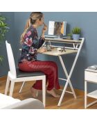 Bureau pliable avec étagère Tablezy beige - 84x110 cm