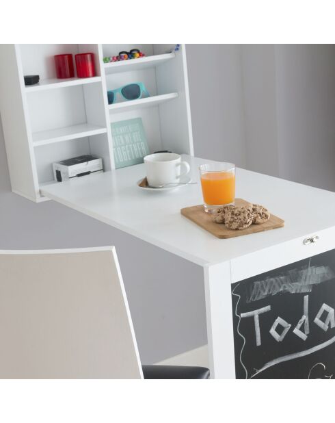 Bureau mural rabattable blanc - 50x155x93 cm