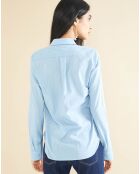 Chemise en Popeline Japonaise Kim rayée bleu ciel