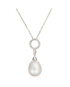 Pendentif Jolie Perle Diamants 0.06ct & perle blanche 8.5mm or blanc