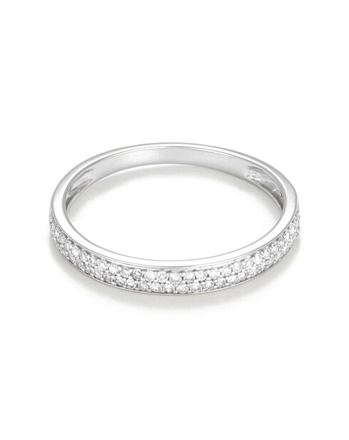 Bague Alliance Granité Diamants 0.2 ct or blanc