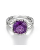 Bague Divine Améthyste 4 ct diamants 0.1 ct or blanc