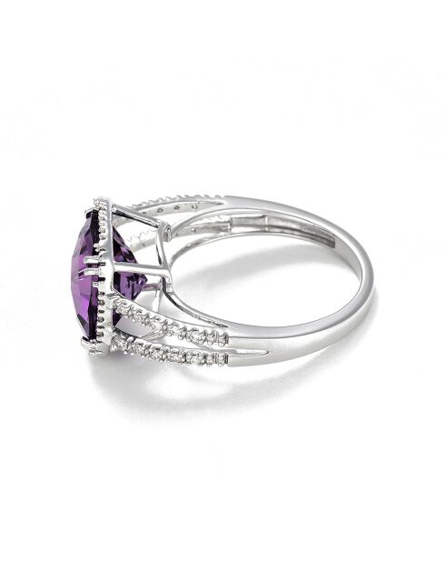 Bague Divine Améthyste 4 ct diamants 0.1 ct or blanc
