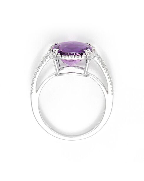 Bague Divine Améthyste 4 ct diamants 0.1 ct or blanc