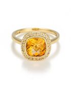 Antieke stenen 0,08 ct diamanten en 2,15 ct citrien geelgouden ring
