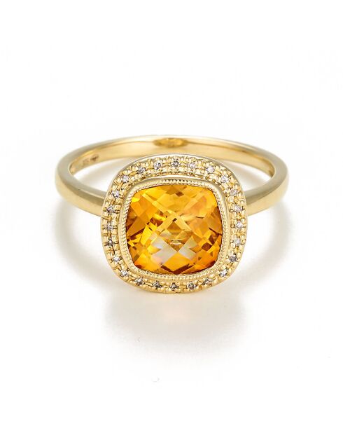 Antieke stenen 0,08 ct diamanten en 2,15 ct citrien geelgouden ring